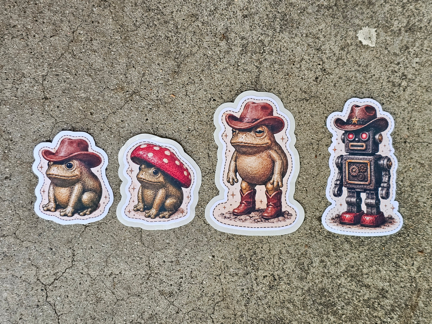 Cowboy, Mushroom, Boots Frog Stickers