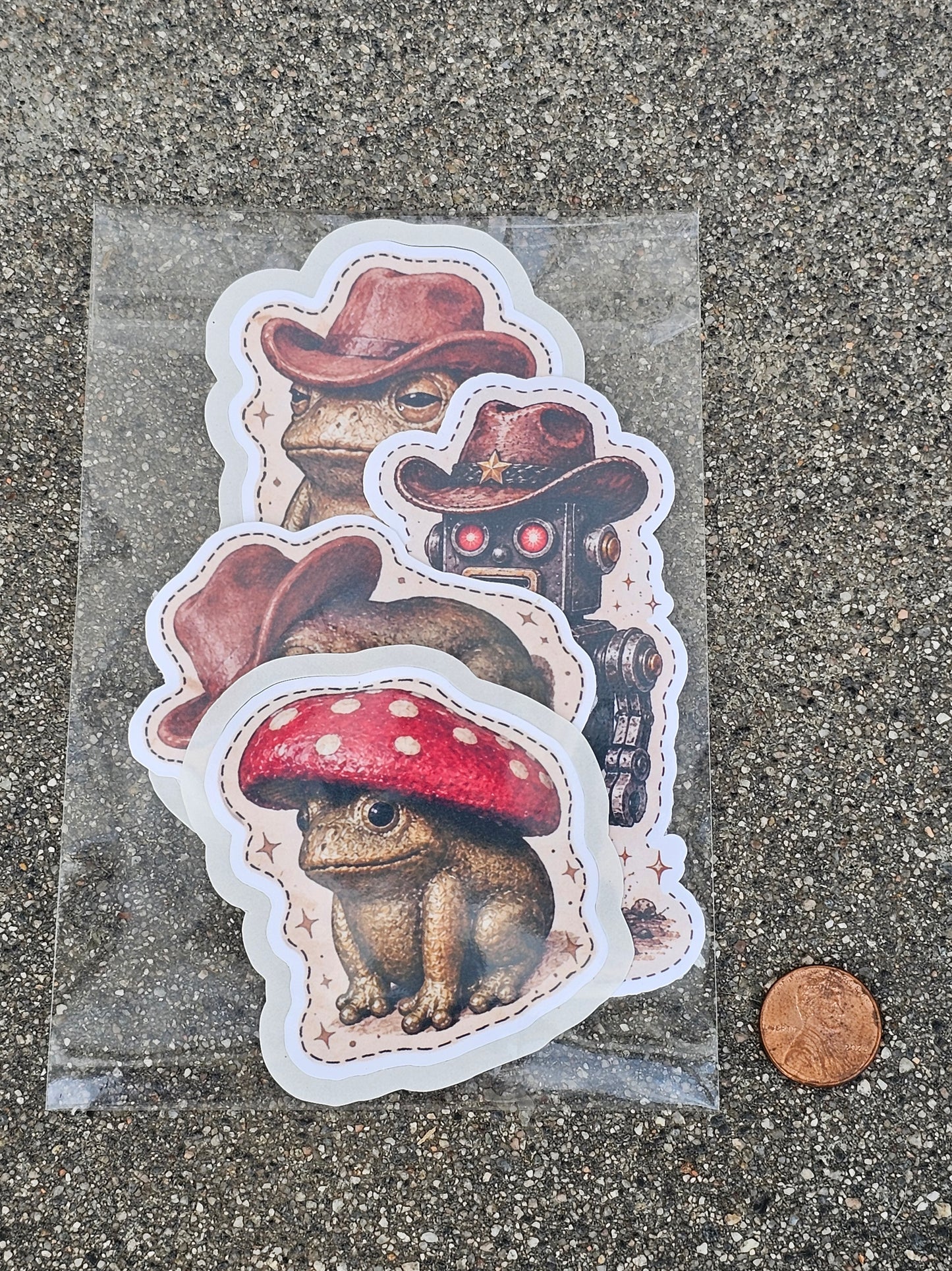 Cowboy, Mushroom, Boots Frog Stickers